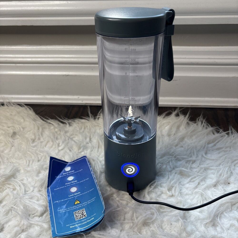 BlendJet 2 Portable Blender Blue Gray USB Rechargeable Personal Smoothie Maker